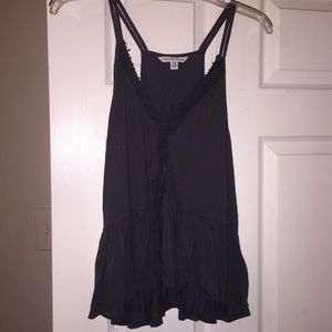 Lace embroidered peplum double strap tank top